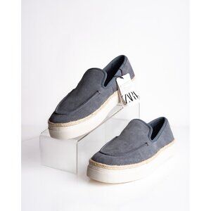 Zara Mens Suede Espadrilles Loafers Sneakers Blue US 7 EU 40 New 2503/420